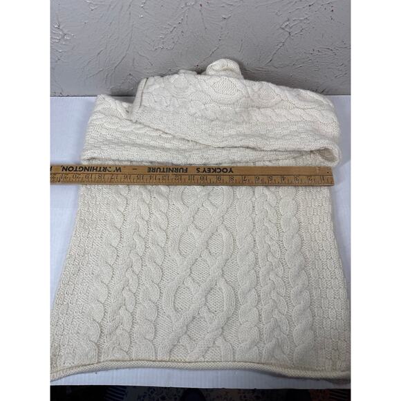Inis Crafts Womens Turtleneck Fisherman Sweater Ivory Cable Knit Wool Ireland S‎ - Picture 5 of 5